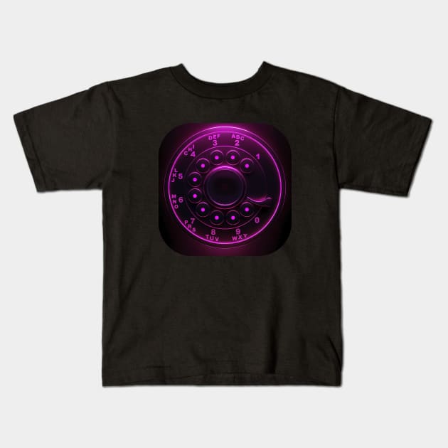 Neon Retro Rotary Dial Kids T-Shirt by Manzo Carey